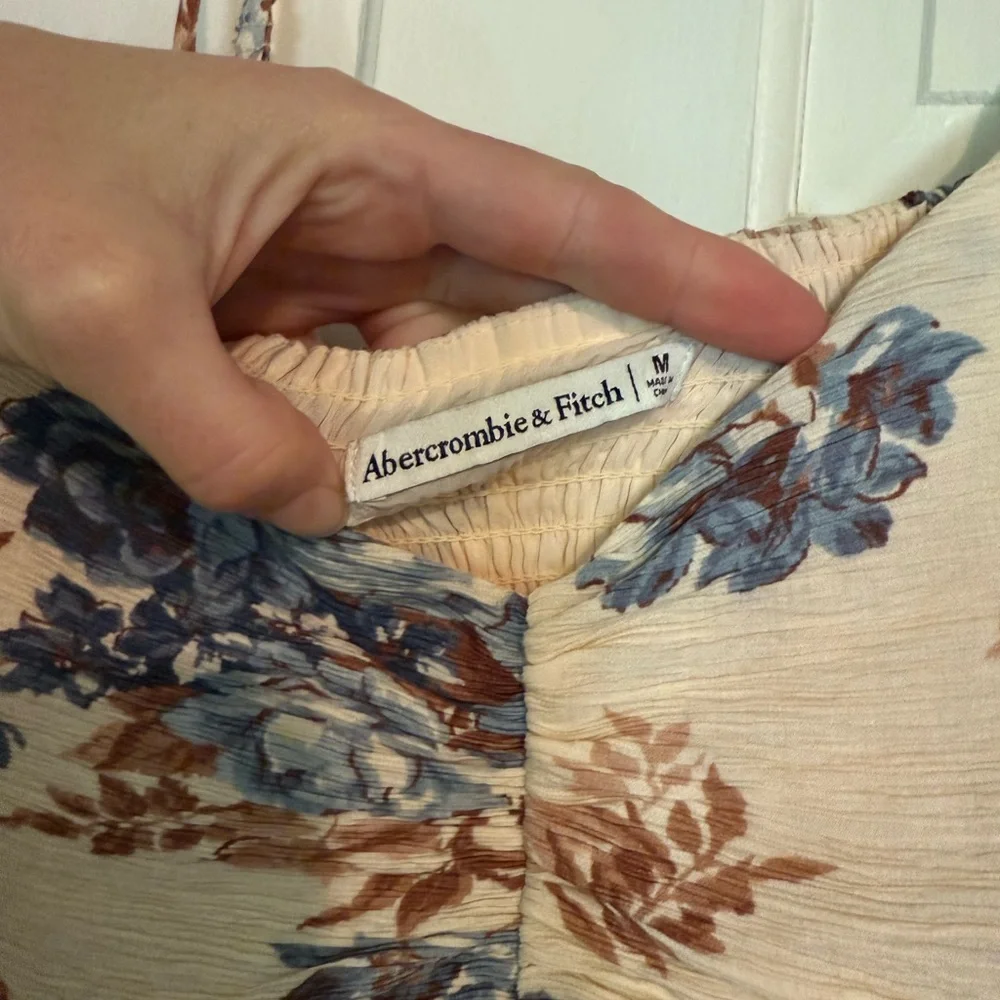 Abercrombie & Fitch Cream and Blue Spaghetti Strap Sundress
